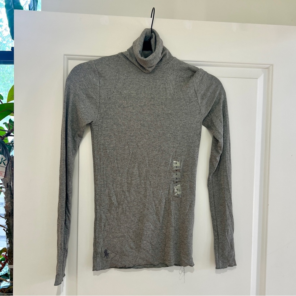 NWT Grey Polo Ralph Lauren Turtleneck Long Sleeve Top